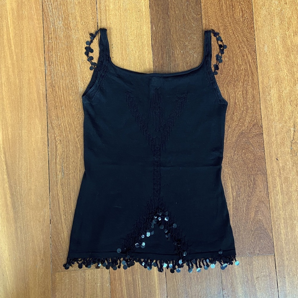 Kookai Black Tank Top with Sequins, Size 1 (S)